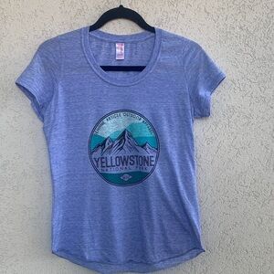 Yellowstone National Park T shirt. Light blue  thin vintage feel fabric